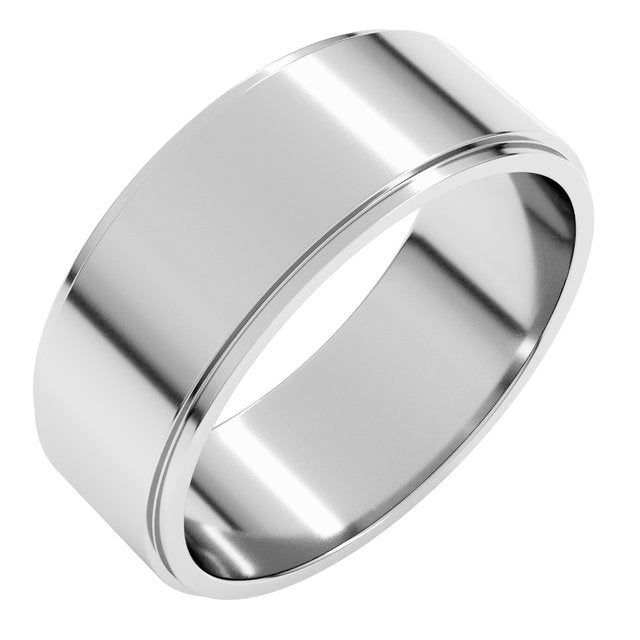 14K Yellow Gold 7 mm Standard Stepped-Edge Flat Band Size 10.5