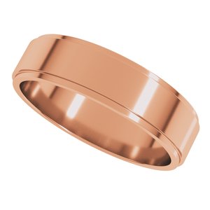 18K Yellow Or White Or Rose Gold Stepped-Edge Flat Band