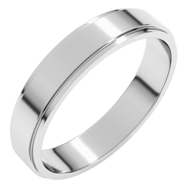 18K Yellow Or White Gold Standard Stepped-Edge Flat Band