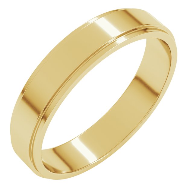 14K Yellow Gold 7 mm Standard Stepped-Edge Flat Band Size 10.5