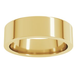14K Yellow Gold 6 Mm Flat Comfort Fit Band Size 15.5