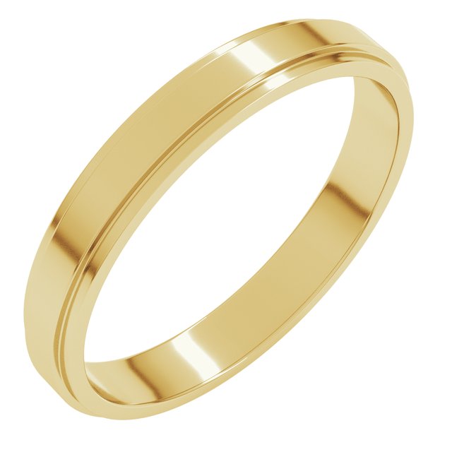 14K Yellow Gold 7 mm Standard Stepped-Edge Flat Band Size 10.5