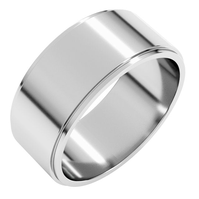 14K Yellow Gold 7 mm Standard Stepped-Edge Flat Band Size 10.5