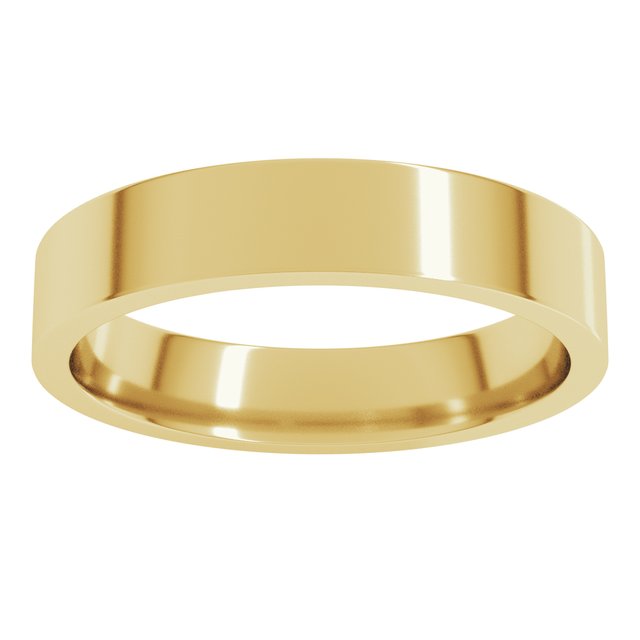 18K Yellow Or White Or Rose Gold Lightweight Flat Comfort Fit Light Band