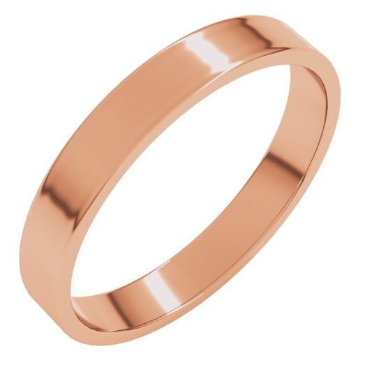 14K White Or Rose Gold Or Sterling Silver Or Platinum Flat Ultra-Lightweight Band