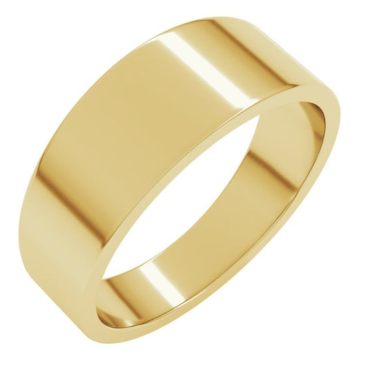 14K Yellow Or White Or Rose Gold Or Sterling Silver Or Platinum Standard Fit Flat Tapered Band