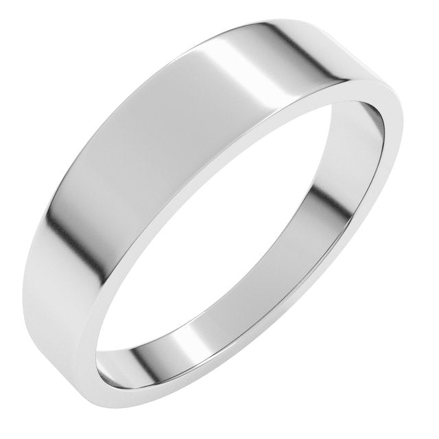 14K Yellow Or White Or Rose Gold Or Sterling Silver Or Platinum Standard Fit Flat Tapered Band