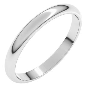 Platinum 2.5 Mm Standard Standard Weight Half Round Band Size 3