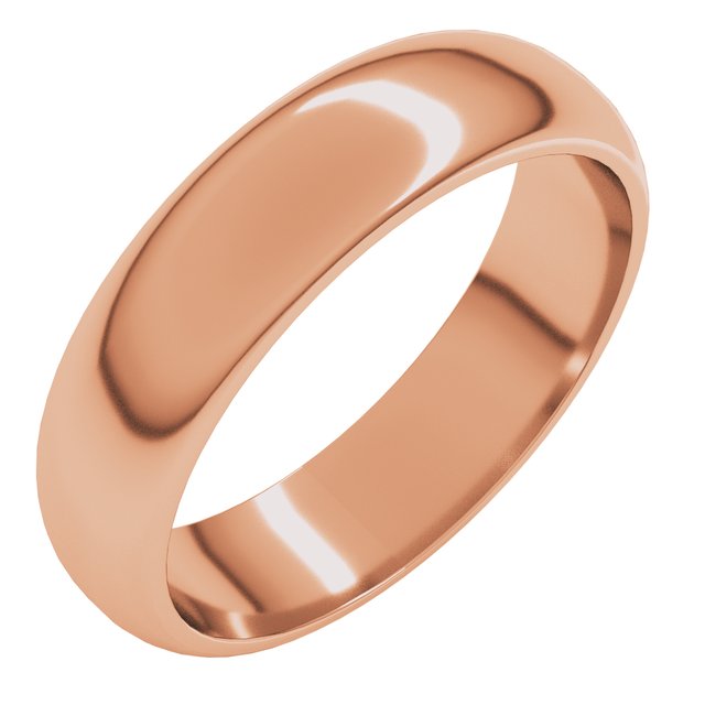 18K Yellow Or White Or Rose Gold Standard Half Round Band