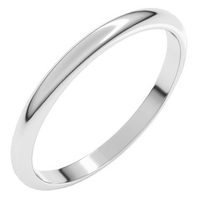 14K White Gold 2 Mm Half Round Band Size 1