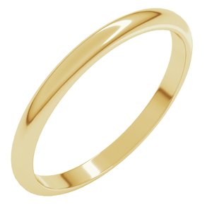 14K Yellow Gold 2 Mm Half Round Band Size 1