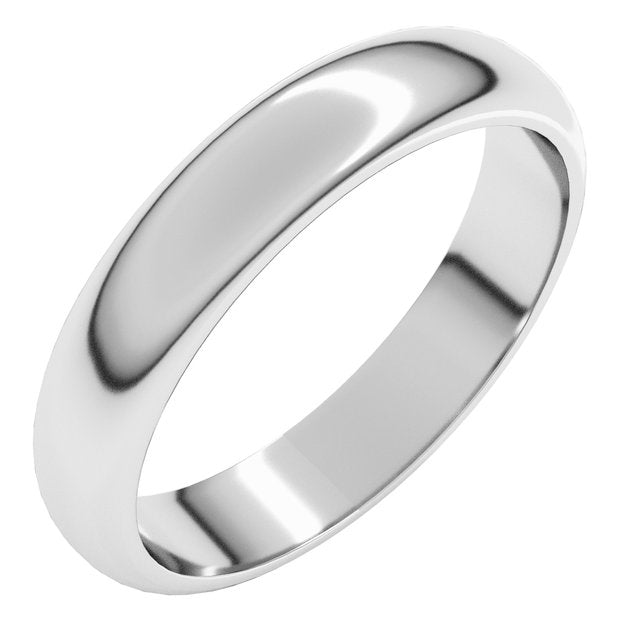 14K Yellow Or White Or Rose Gold Or Sterling Silver Or Platinum Or Palladium Standard Half Round Band