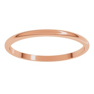 14K Yellow Or White Or Rose Gold Or Stering Silver Or Platinum Lightweight Half Round Band