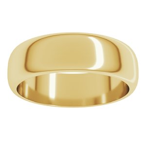 22K Yellow Gold 6 Mm Half Round Band Size 7.5