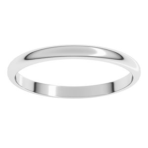14K White Gold Or Stering Silver Lightweight Half Round Band
