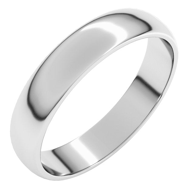 14K Yellow Or White Or Rose Gold Or Sterling Silver Or Platinum Or Palladium Lightweight Standard Fit Half Round Band