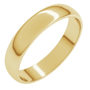 10K Yellow Or White Or Rose Gold 4 Mm Standard Lightweight Half Round Light Band