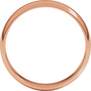 18K Yellow Or White Or Rose Gold Lightweight Half Round Band