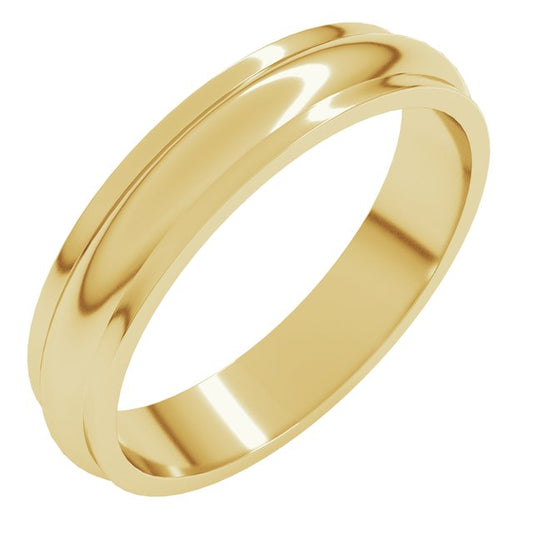18K Yellow Gold Standard Stepped-Edge Half Round Band