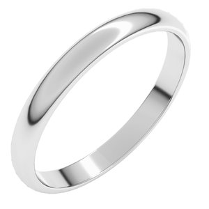 14K Yellow Or White Or Rose Gold Or Stering Silver Or Platinum Lightweight Half Round Band