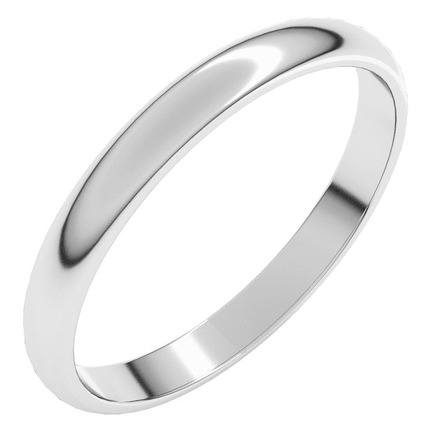 14K Yellow Or White Or Rose Gold Or Sterling Silver Or Platinum Or Palladium Lightweight Standard Fit Half Round Band