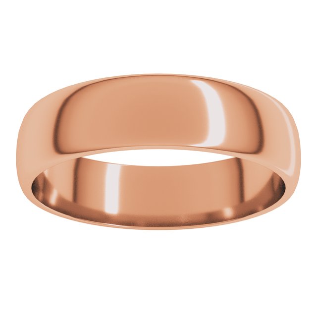 18K Yellow Or Rose Gold Lightweight Standard Fit Half Round Band