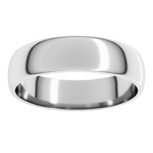 14K Yellow Or White Or Rose Gold Or Stering Silver Or Platinum Lightweight Half Round Band