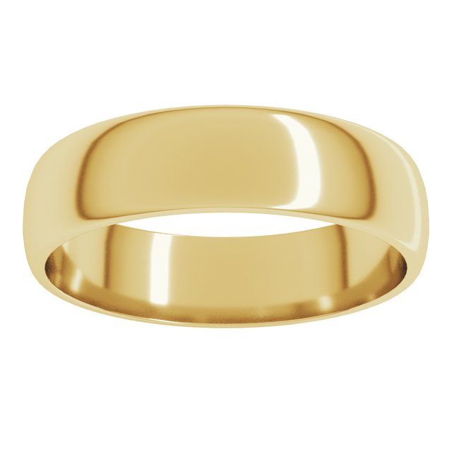 10K Yellow Or White Or Rose Gold Lightweight Standard Fit Half Round Band