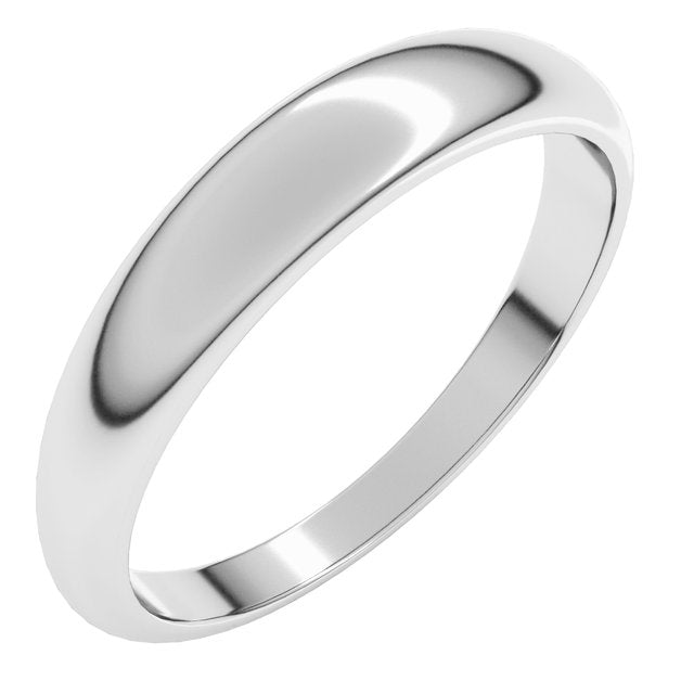 14K Yellow Or White Or Rose Gold Or Sterling Silver Or Platinum Standard Fit Half Round Tapered Band