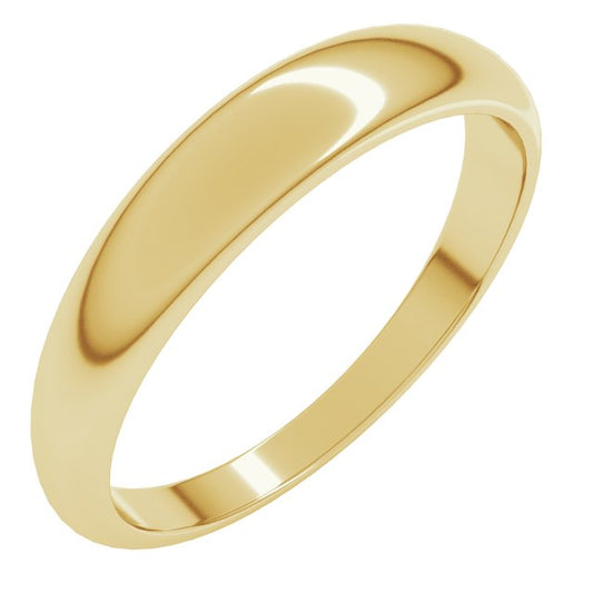 14K Yellow Or White Or Rose Gold Or Sterling Silver Or Platinum Standard Fit Half Round Tapered Band