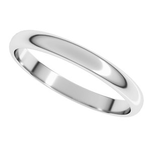 14K Yellow Or White Or Rose Gold Or Stering Silver Or Platinum Lightweight Half Round Band