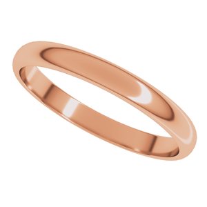10K Yellow Or White Or Rose Gold Lightweight Half Round Band