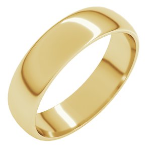 10K Yellow Gold 5 Mm Standard Lightweight Half Round Light Band
