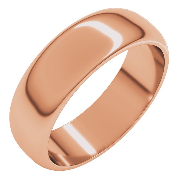 10K Yellow Or White Or Rose Gold Standard Half Round Band