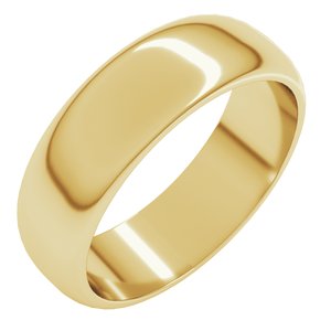 22K Yellow Gold 6 Mm Half Round Band Size 7.5