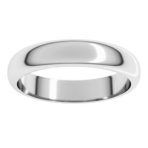14K White Gold 4 Mm Half Round Band Size 1