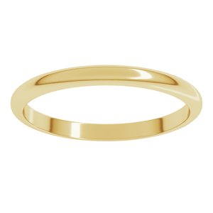 14K Yellow Gold 2 Mm Half Round Band Size 1