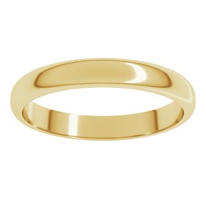 18K Yellow Gold 3 Mm  Half Round Band Size 3.5