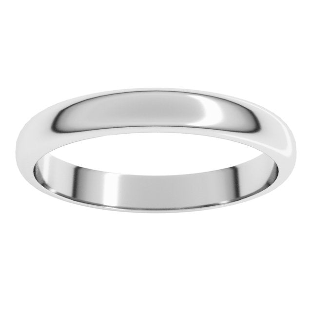14K Yellow Or White Or Rose Gold Or Sterling Silver Or Platinum Or Palladium Standard Half Round Band