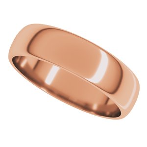 18K Yellow Or White Or Rose Gold Lightweight Half Round Band