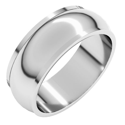 14K Yellow Or White Gold Or Platinum Standard Stepped-Edge Half Round Band