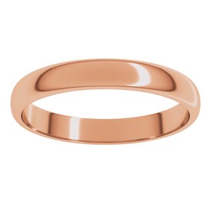 18K Yellow Or White Or Rose Gold Lightweight Half Round Band