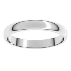 14K Yellow Or White Or Rose Gold Or Sterling Silver 3 Mm Standard Lightweight Half Round Light Band