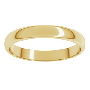 18K Yellow Or White Or Rose Gold Lightweight Half Round Band