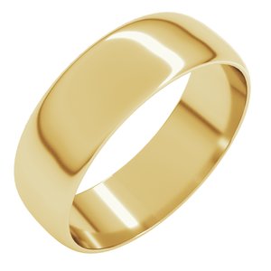 18K Yellow Or White Or Rose Gold Ultra-Lightweight Half Round Band