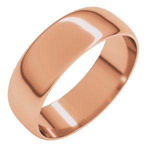 18K Yellow Or White Or Rose Gold Ultra-Lightweight Half Round Band