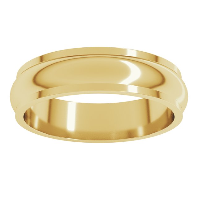 18K Yellow Gold Standard Stepped-Edge Half Round Band