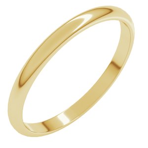 10K Yellow Or White Or Rose Gold 2 Mm Standard Lightweight Half Round Light Band