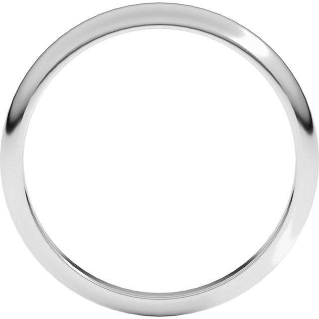 14K Yellow Or White Or Rose Gold Or Sterling Silver Or Platinum Standard Fit Half Round Tapered Band