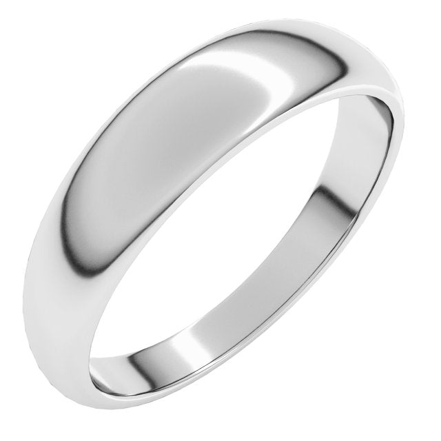 14K Yellow Or White Or Rose Gold Or Sterling Silver Or Platinum Standard Fit Half Round Tapered Band